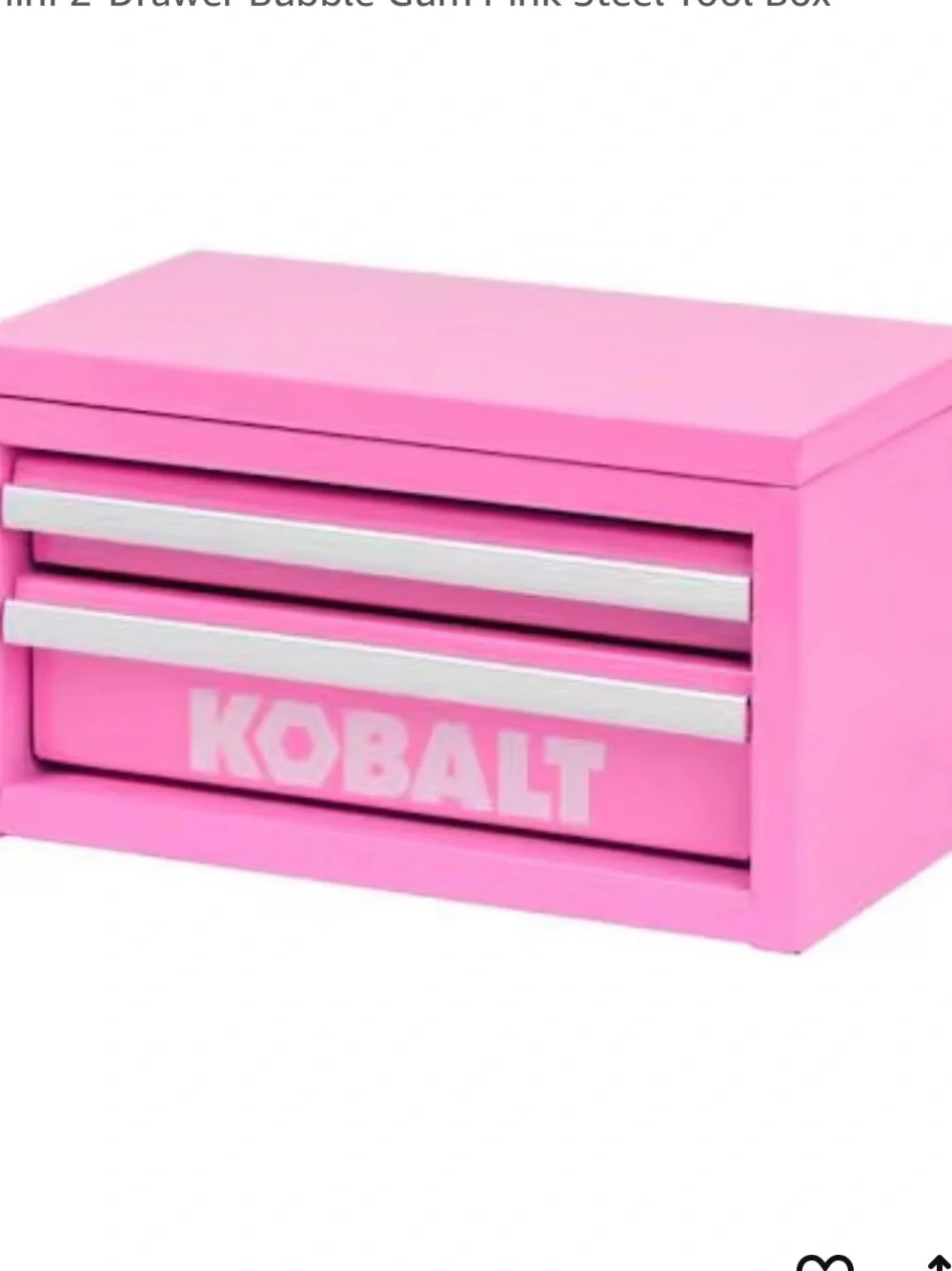 “New” KOBALT 2-Drawer Bubble Gum Pink Steel Tool Box/Jewelry Box